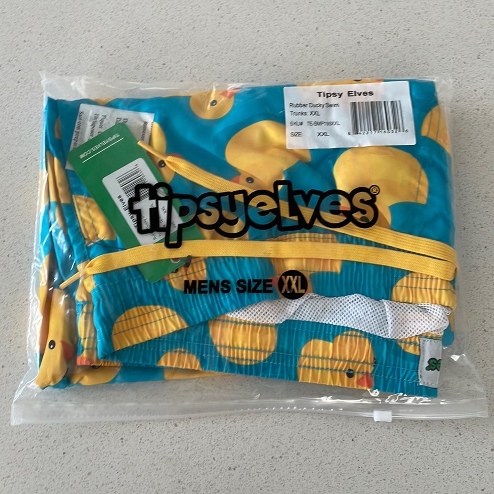 Tipsy Elves rubber ducky swimsuit trunks size XXL